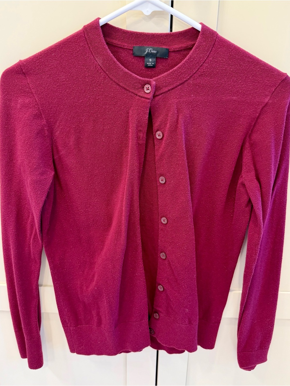 J. Crew Women's Dark Berry Jackie Front Crewneck Cardigan